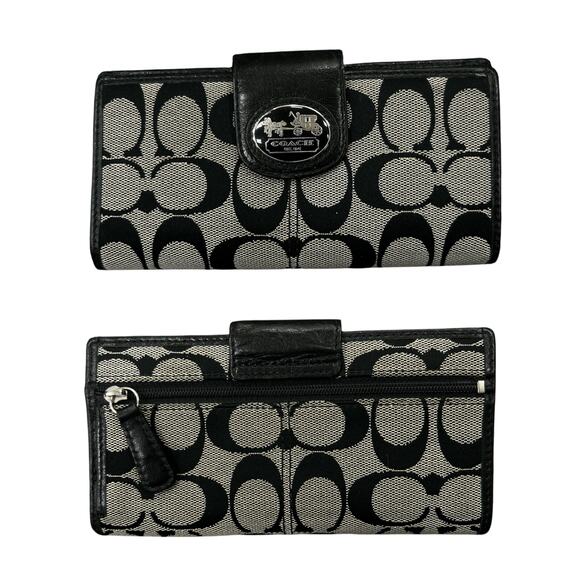 VTG Coach Signature Canvas Jacquard with Snap Closure in Gray and Black - Picture 2 of 5